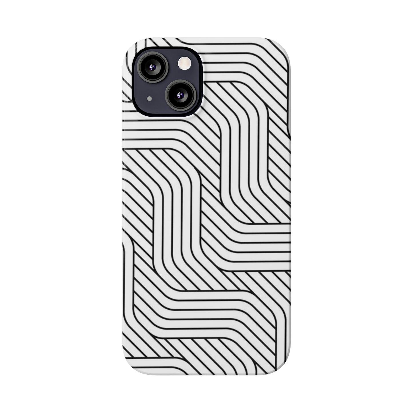 Stylish Geometric Slim Phone Case - Sleek Black and White Design for Minimalist Aesthetics