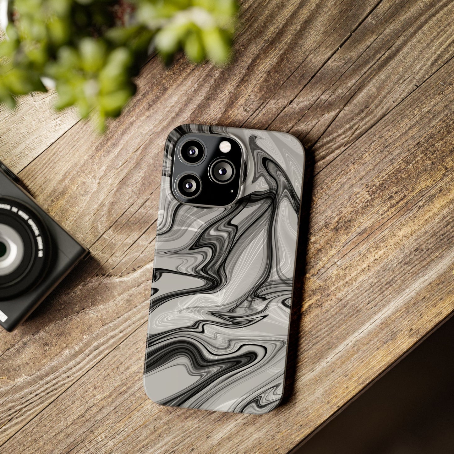 Stylish Black and Gray Abstract Slim Phone Case