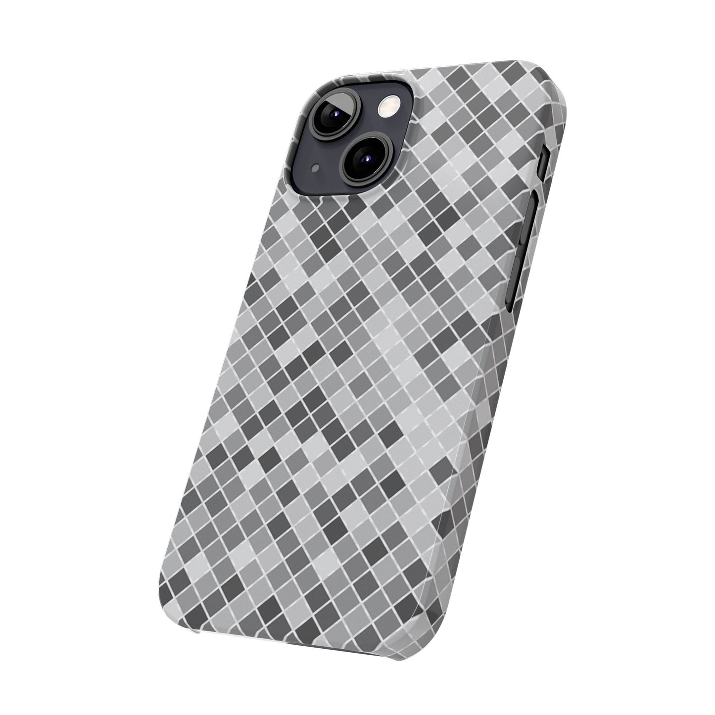 Chic Grey Mosaic Slim Phone Case - Stylish Protection for Modern Lifestyle