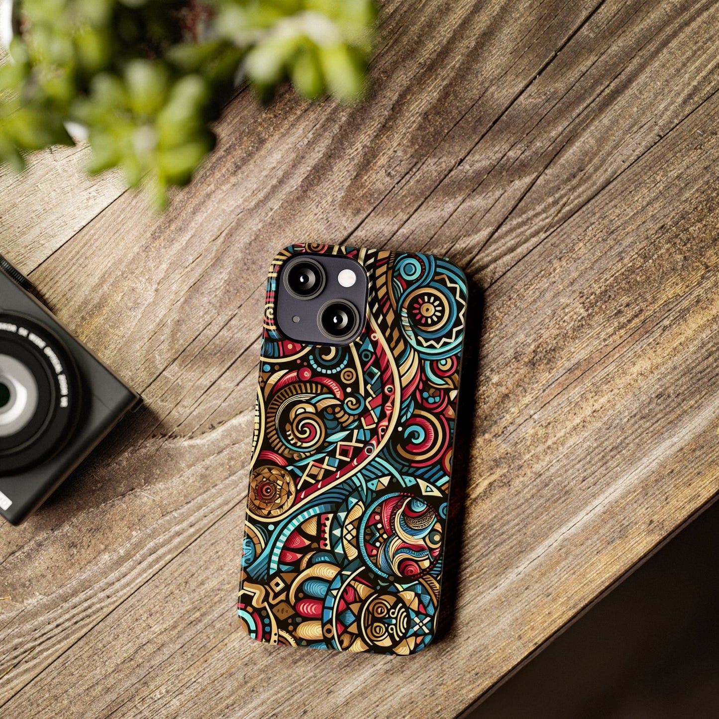 Vibrant Bohemian Slim Phone Case - Artistic Swirl Design