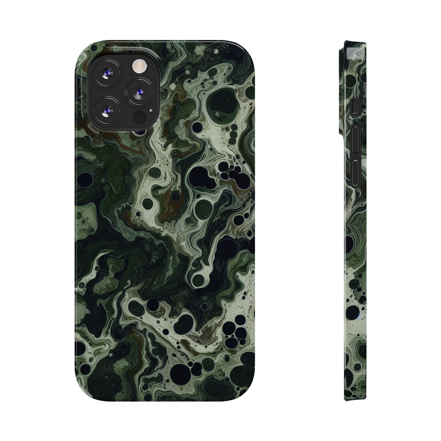 Marbled Green Slim Phone Case - Stylish Protection for Nature Lovers