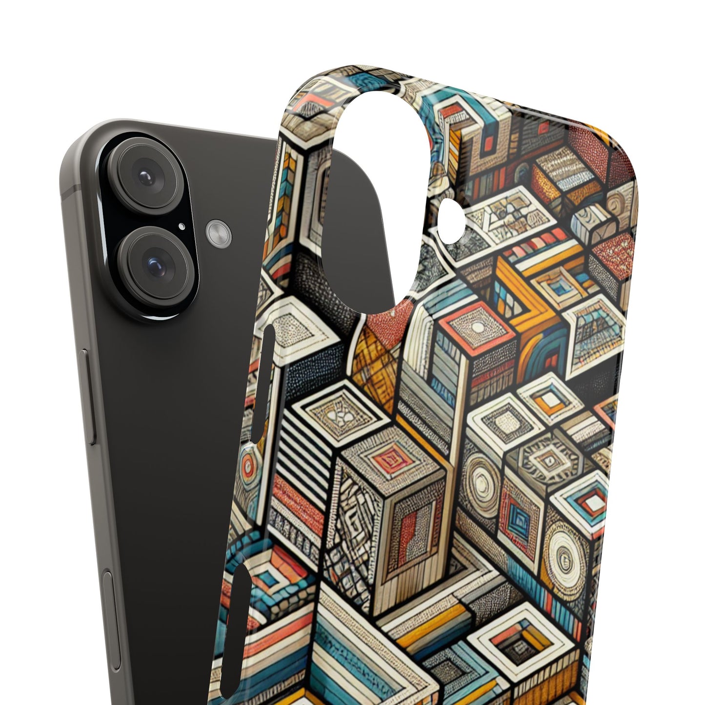 Artistic  Retro Geometric Slim Phone Case - Unique Abstract Design