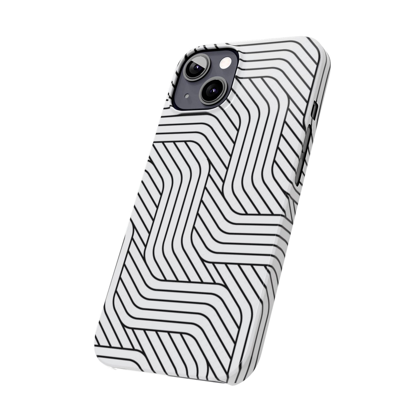 Stylish Geometric Slim Phone Case - Sleek Black and White Design for Minimalist Aesthetics