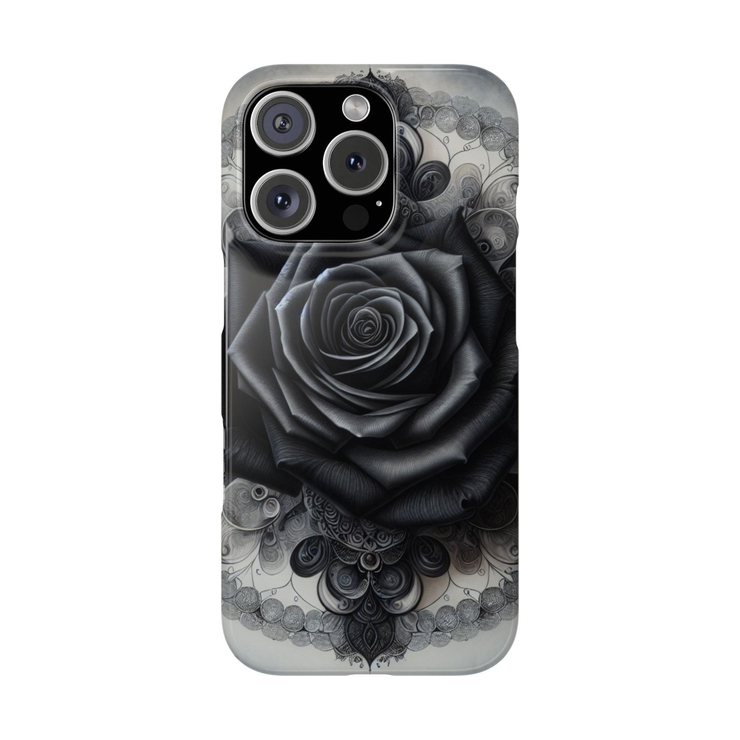 Elegant Black Rose Slim Phone Case for Stylish Protection