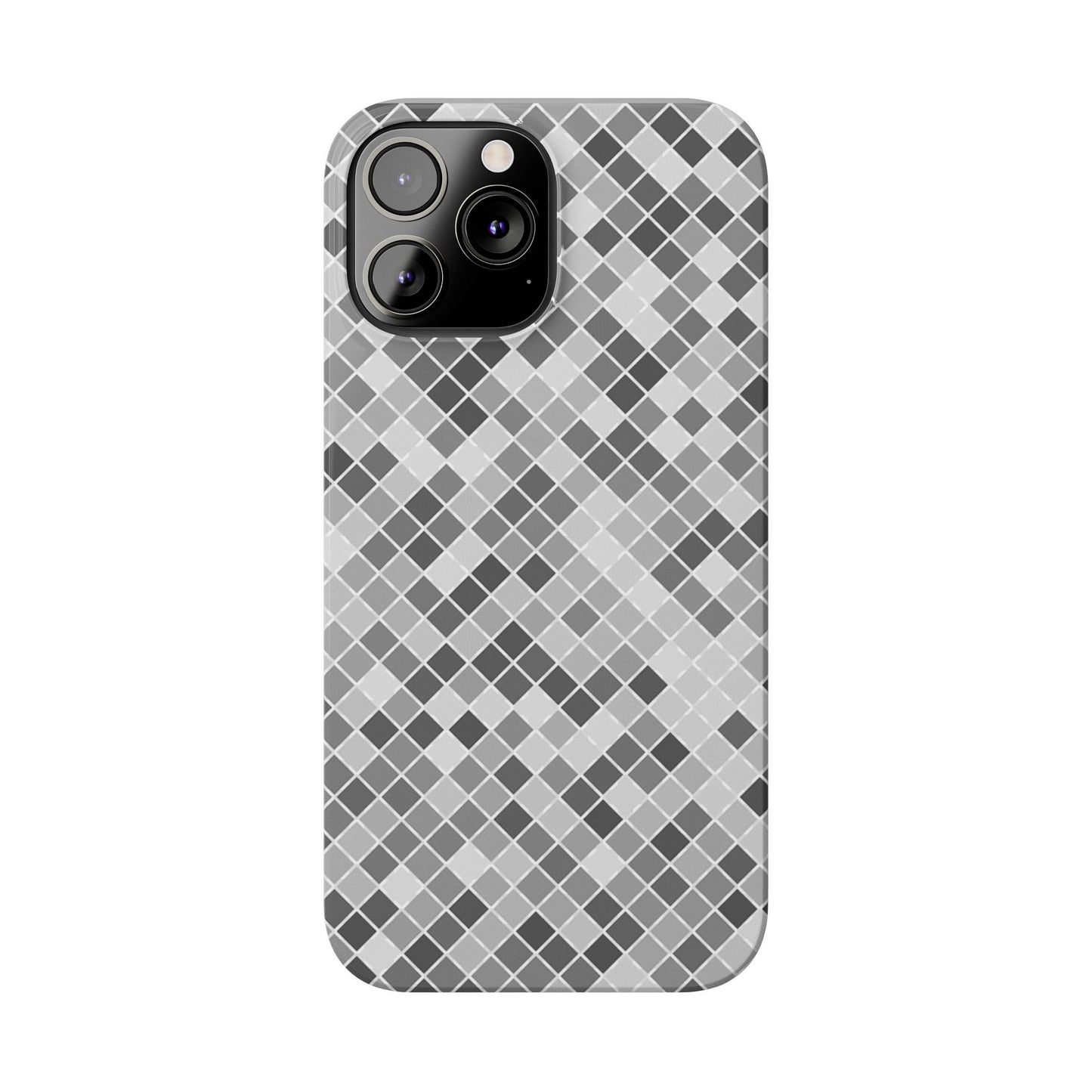 Chic Grey Mosaic Slim Phone Case - Stylish Protection for Modern Lifestyle