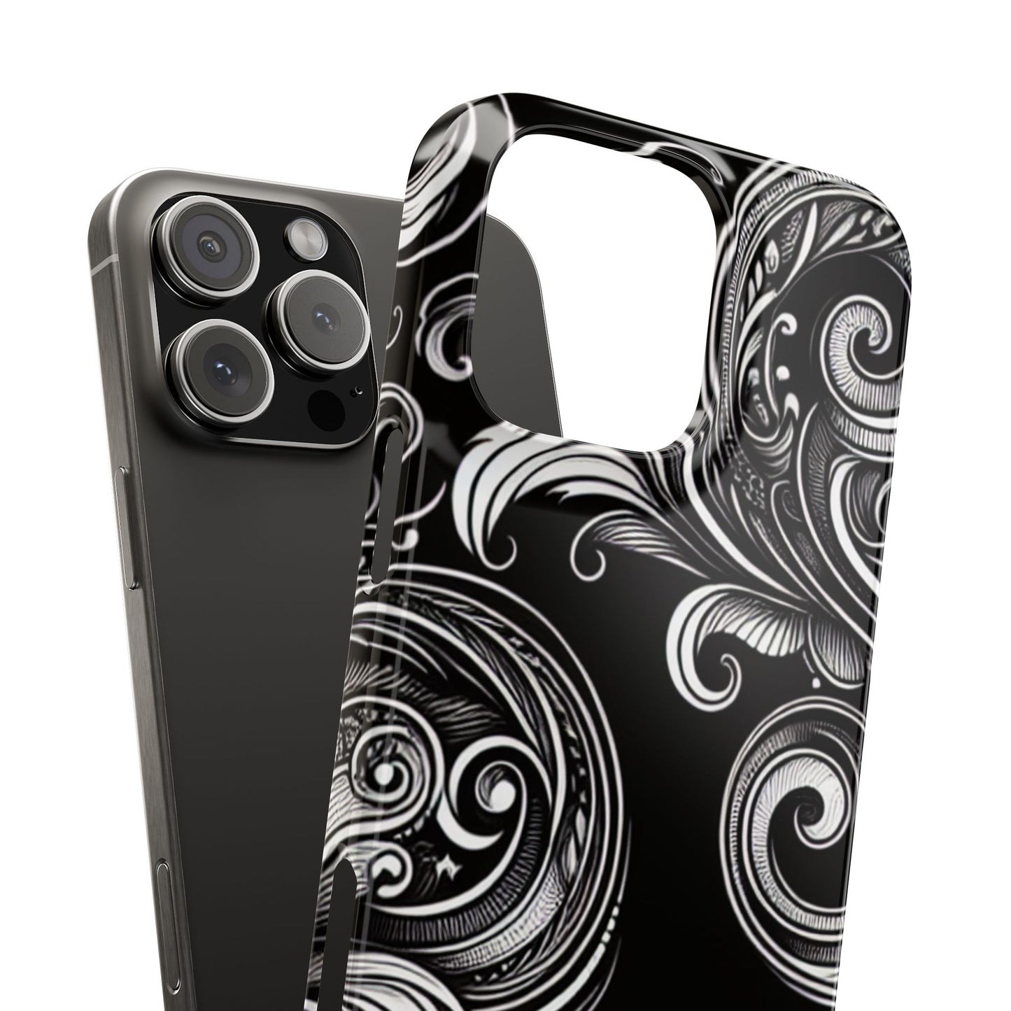 Elegant Black Swirl Slim Phone Case - Artistic Design for All Occasions