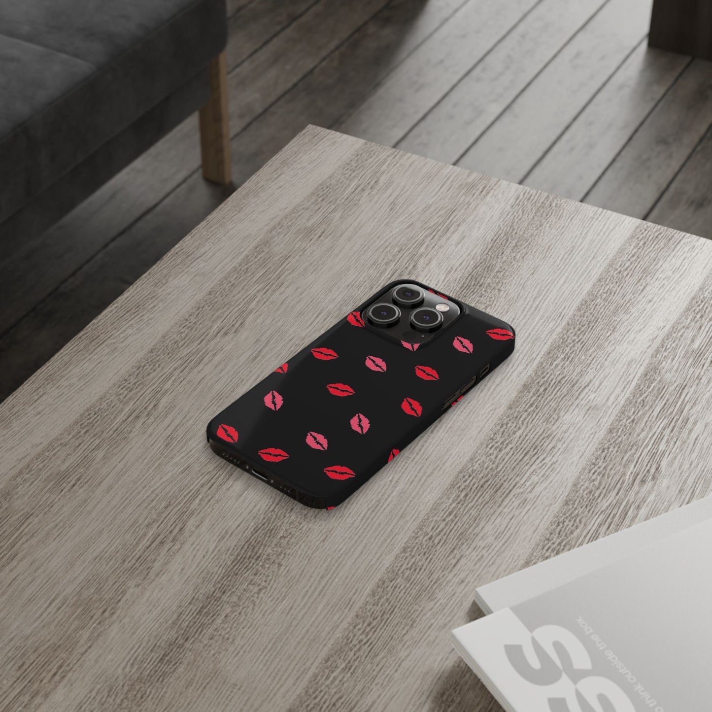 Kiss Mark Slim Phone Case - Chic Lip Print Design for Fashion Lovers