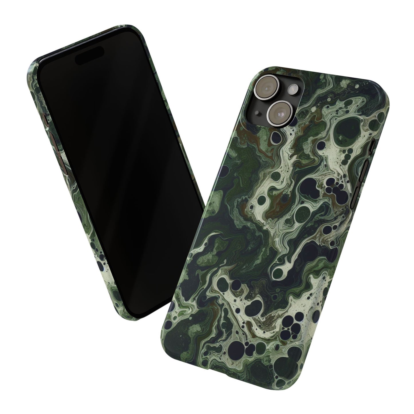 Marbled Green Slim Phone Case - Stylish Protection for Nature Lovers