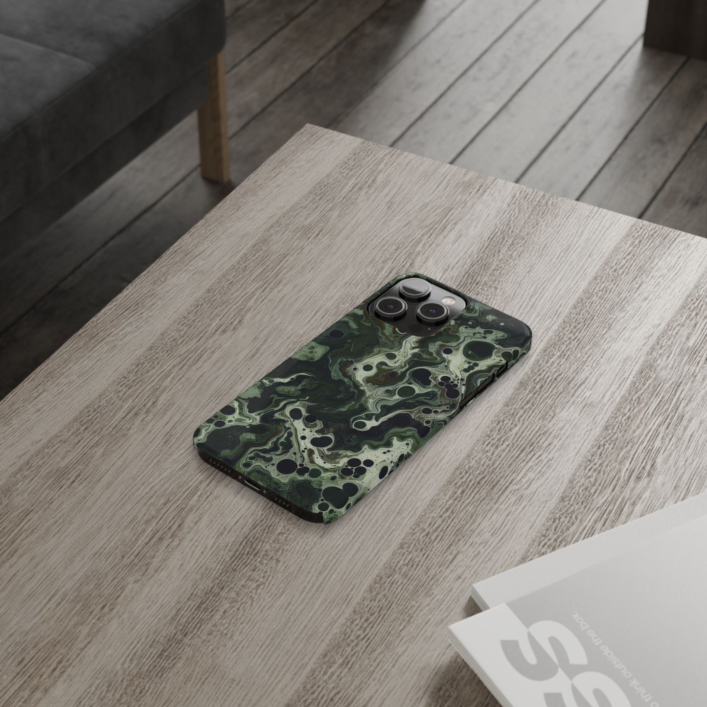 Marbled Green Slim Phone Case - Stylish Protection for Nature Lovers