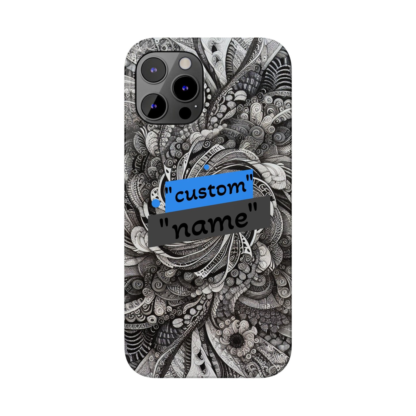 Customizable Slim Phone Cases - Personalized Black Swirl Design