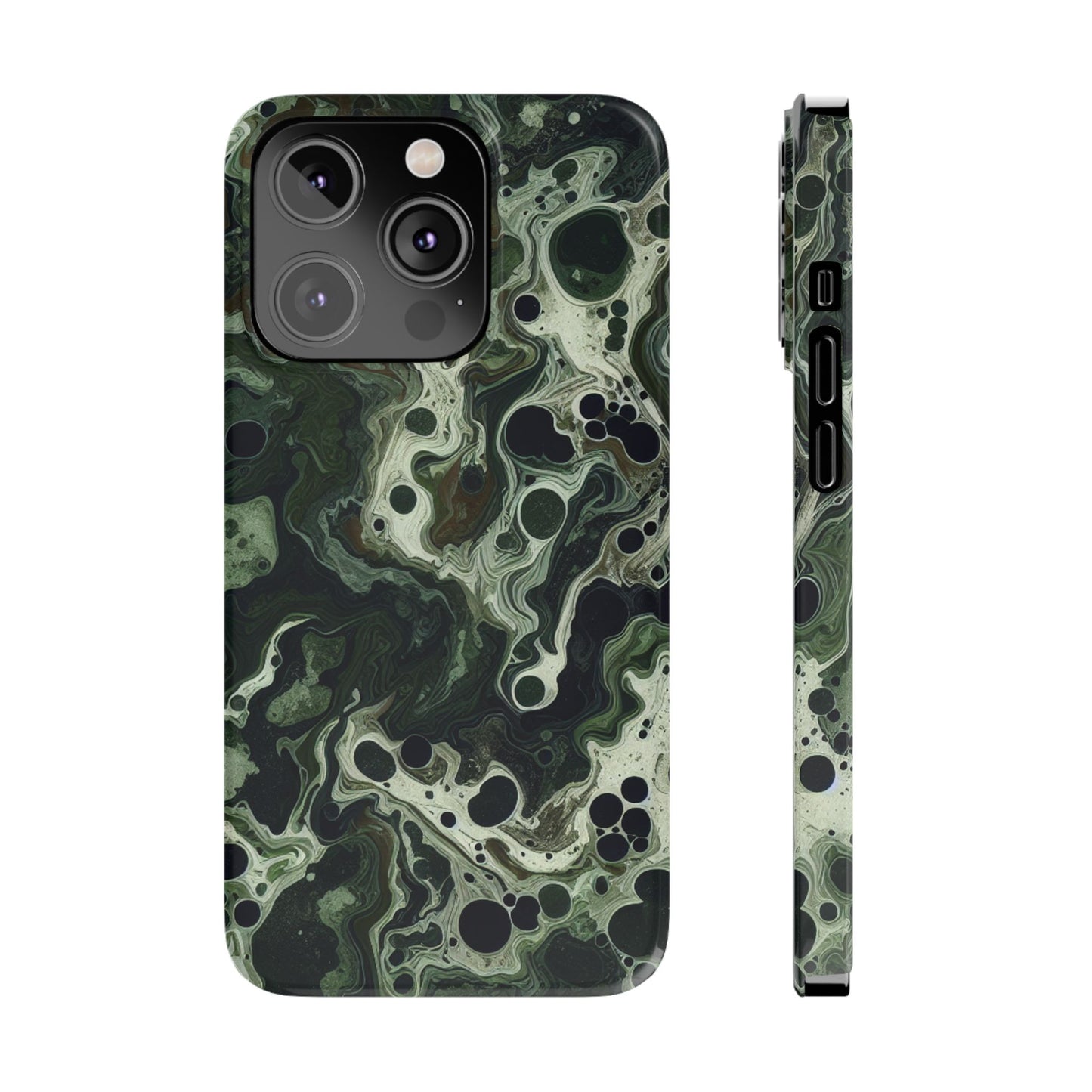 Marbled Green Slim Phone Case - Stylish Protection for Nature Lovers