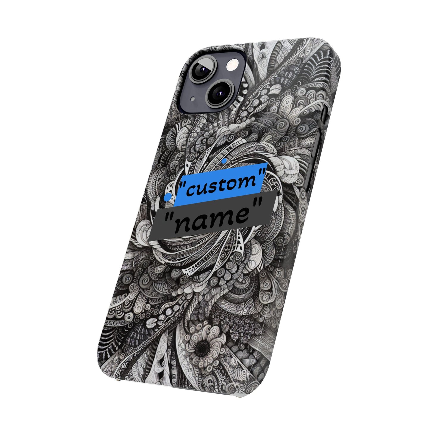 Customizable Slim Phone Cases - Personalized Black Swirl Design