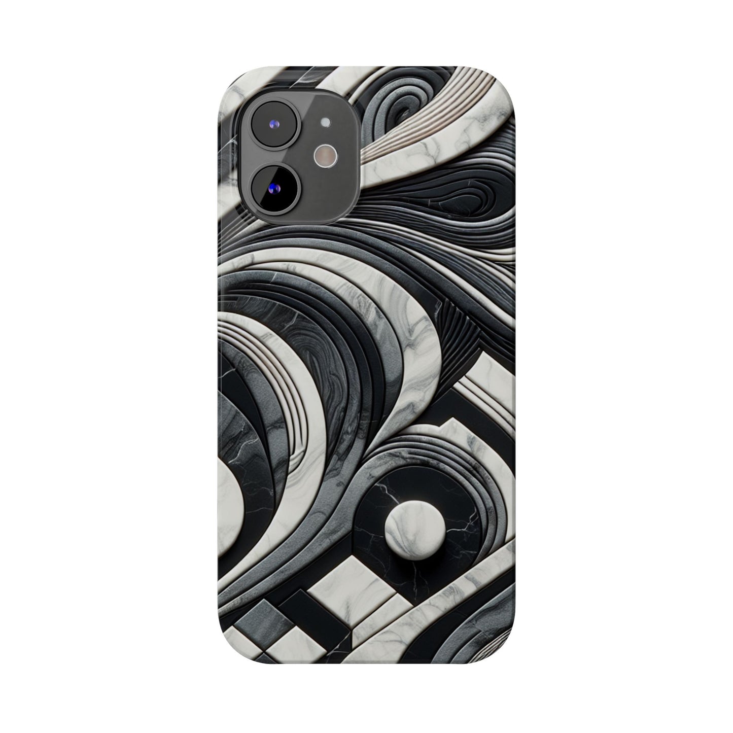 Elegant Marble Slim Phone Case - Stylish Black & White Design