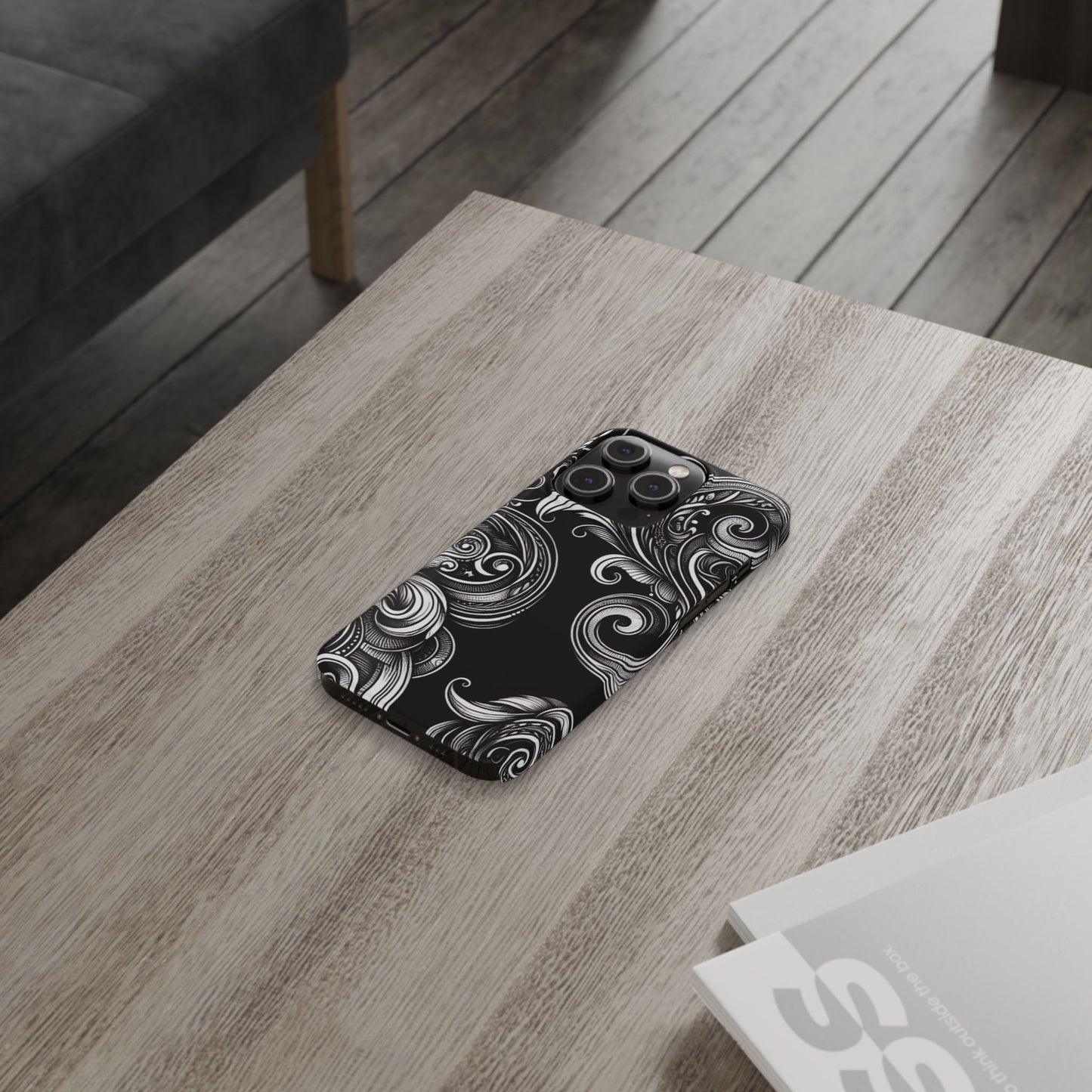 Elegant Black Swirl Slim Phone Case - Artistic Design for All Occasions