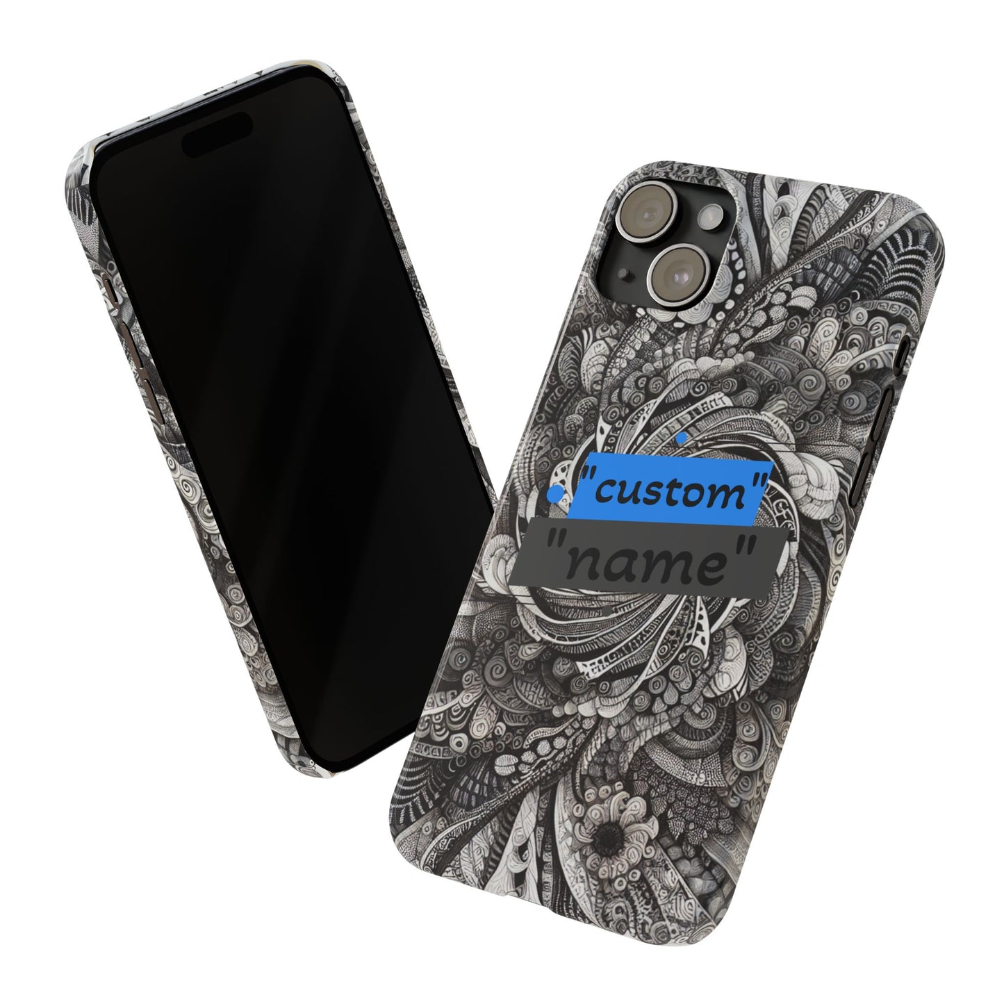 Customizable Slim Phone Cases - Personalized Black Swirl Design