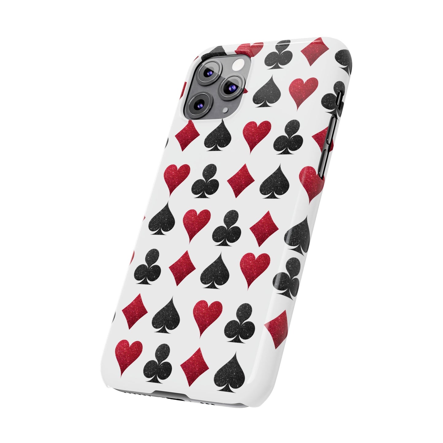 Stylish Playing Card Slim Phone Case - Red & Black Design