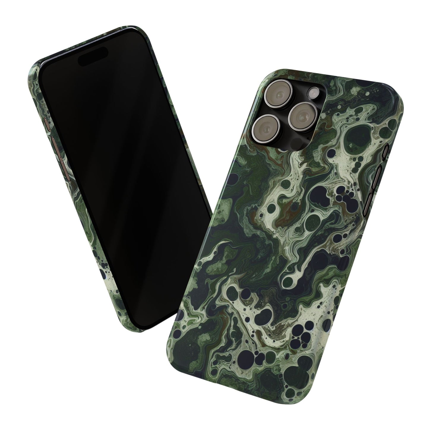 Marbled Green Slim Phone Case - Stylish Protection for Nature Lovers