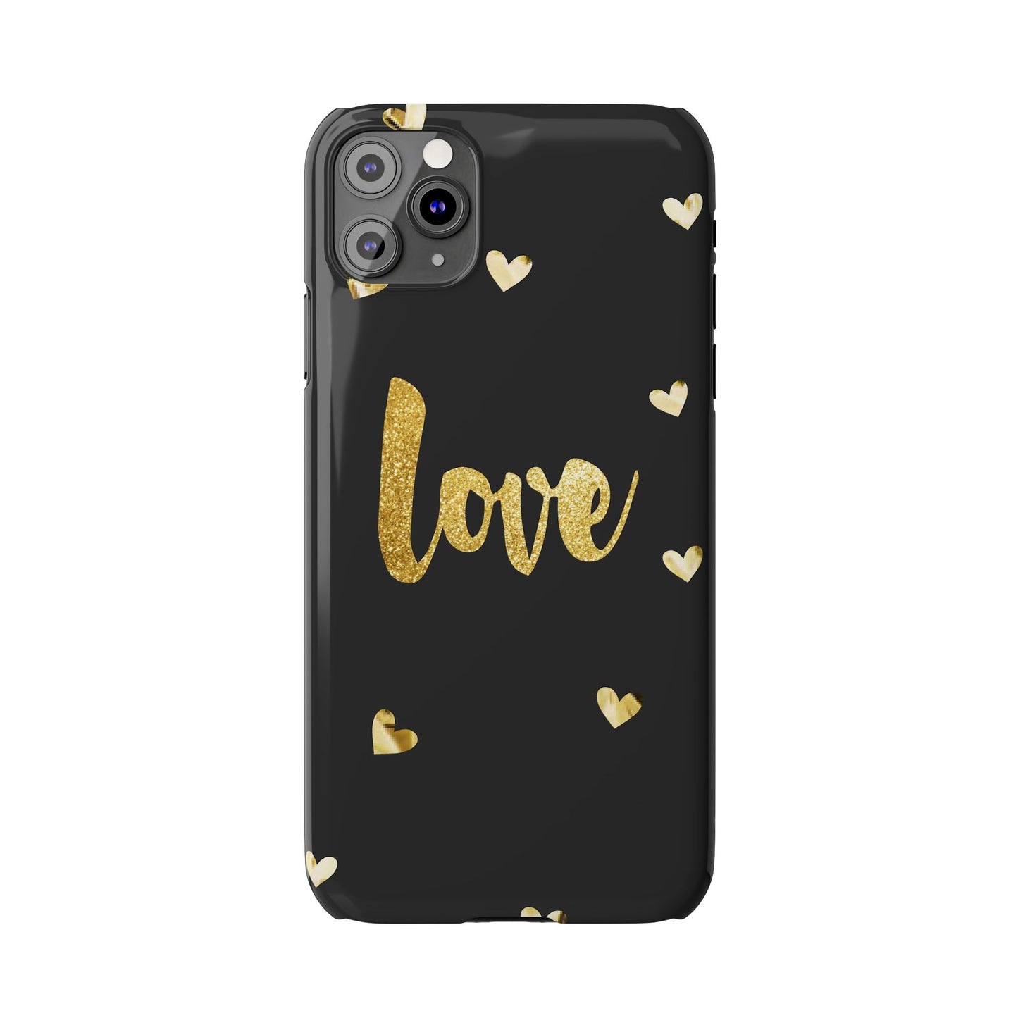 Glitter Love Slim Phone Case - Stylish Black Love Design