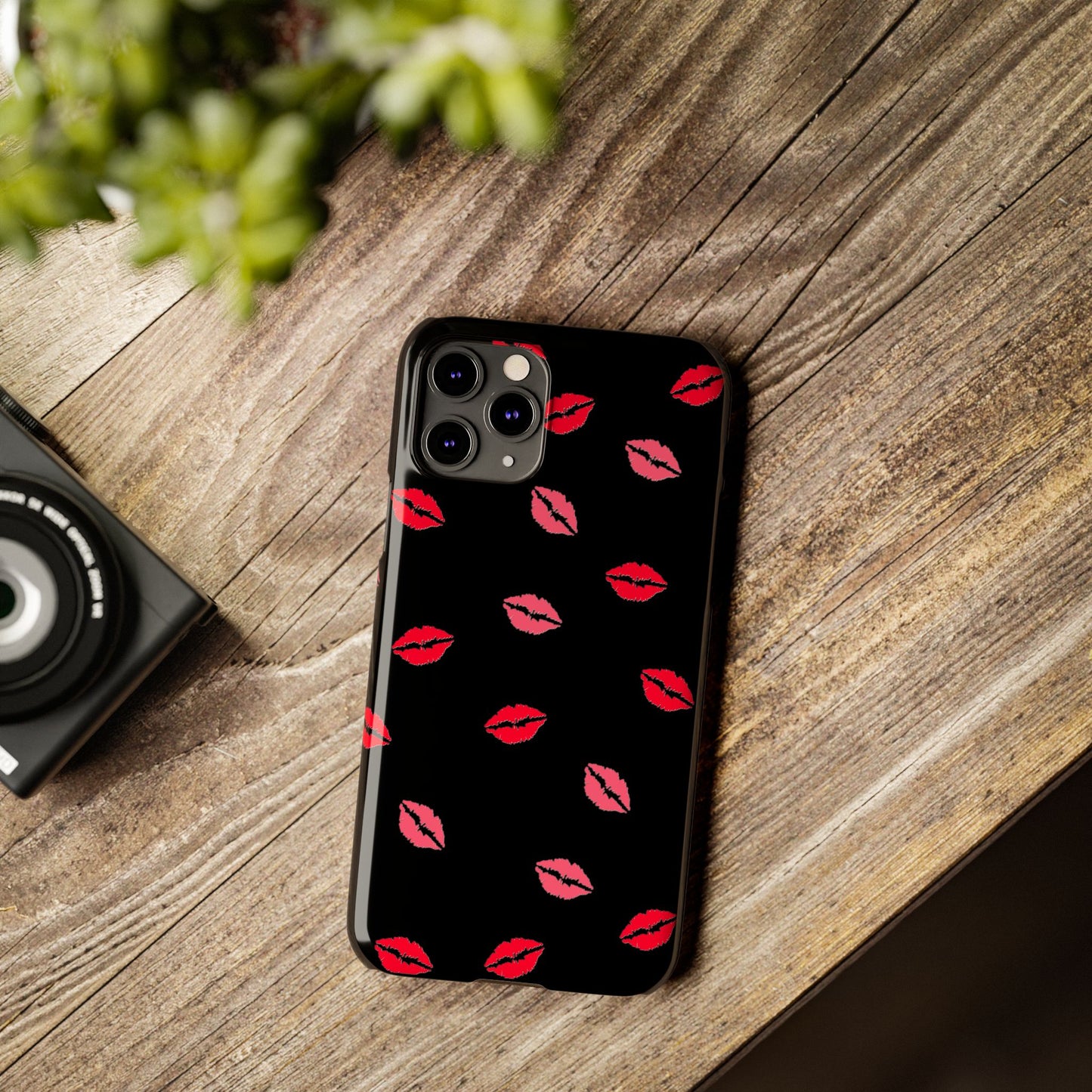 Kiss Mark Slim Phone Case - Chic Lip Print Design for Fashion Lovers