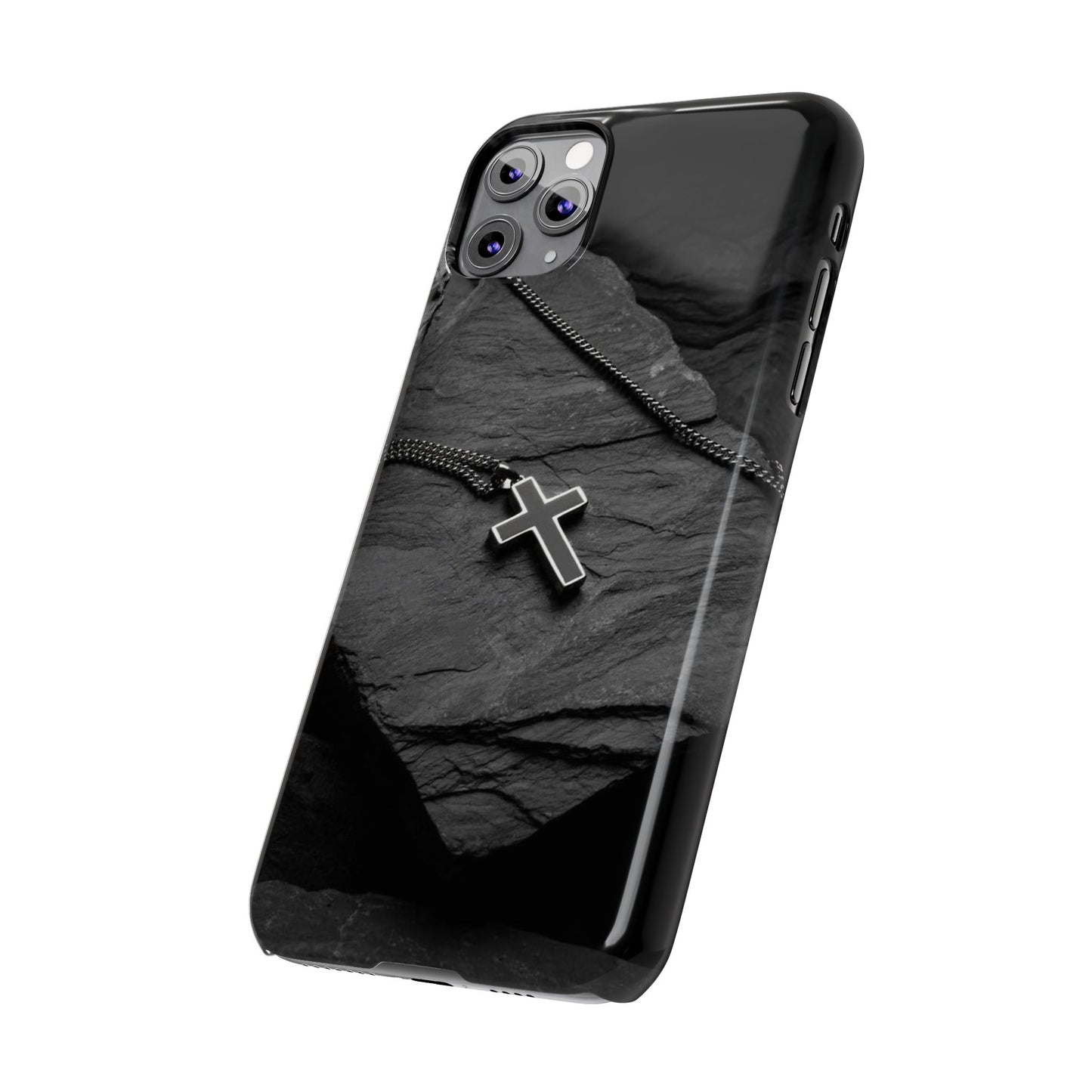 Minimalist Black Cross Slim Phone Case - Stylish & Modern Design