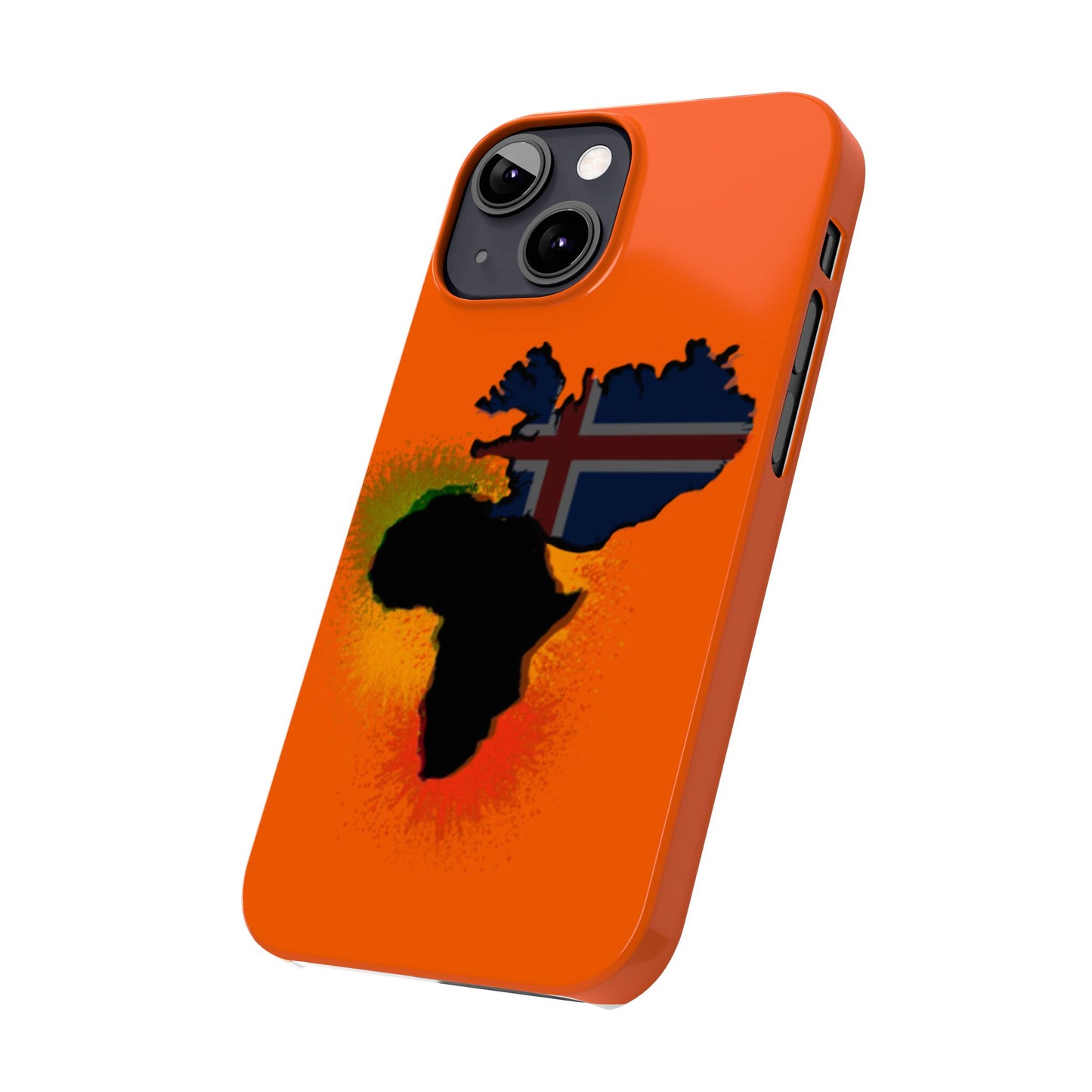 Bold African Map Slim Phone Case with Icelandic Flag