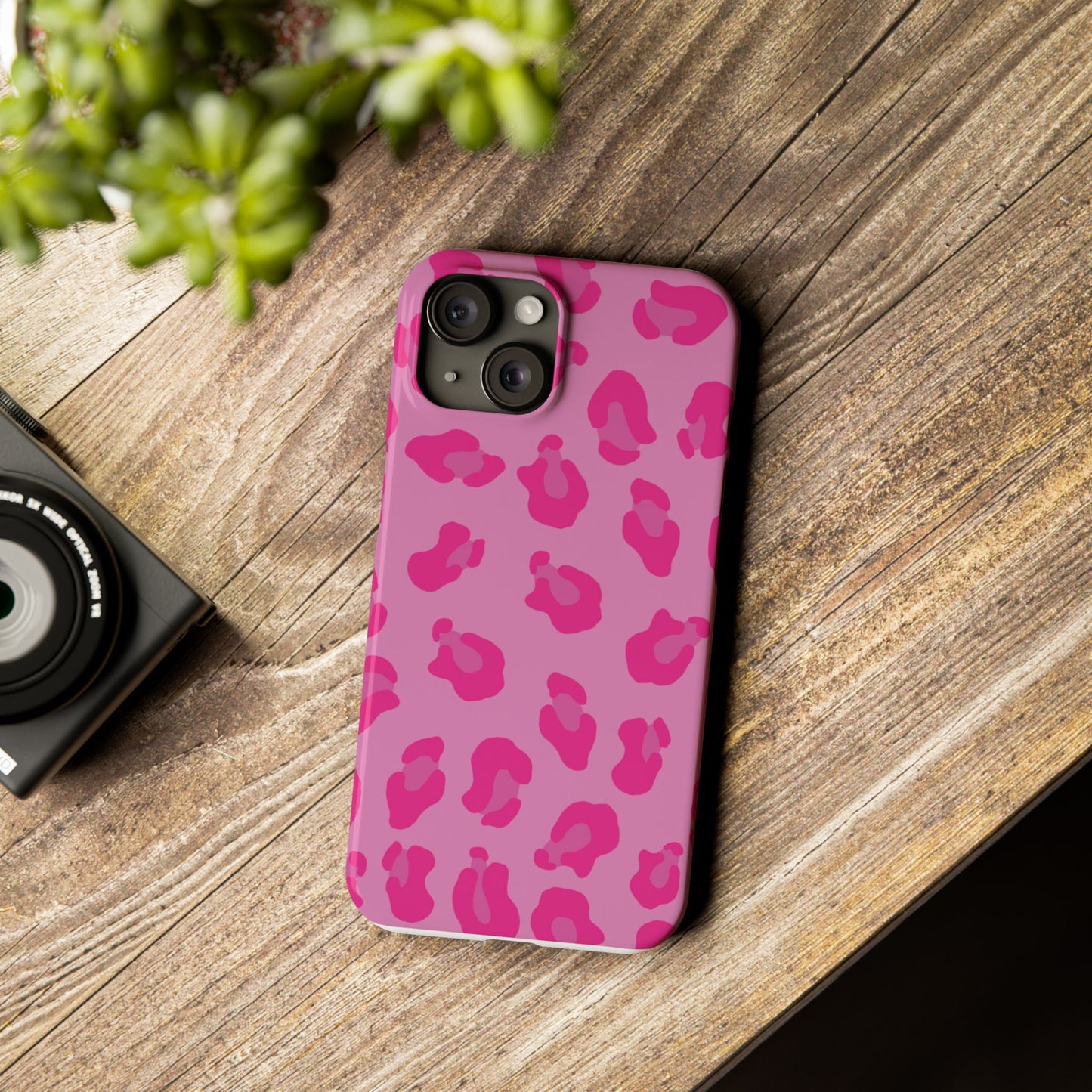 Pink Leopard Print Slim Phone Case - Stylish & Trendy Protection