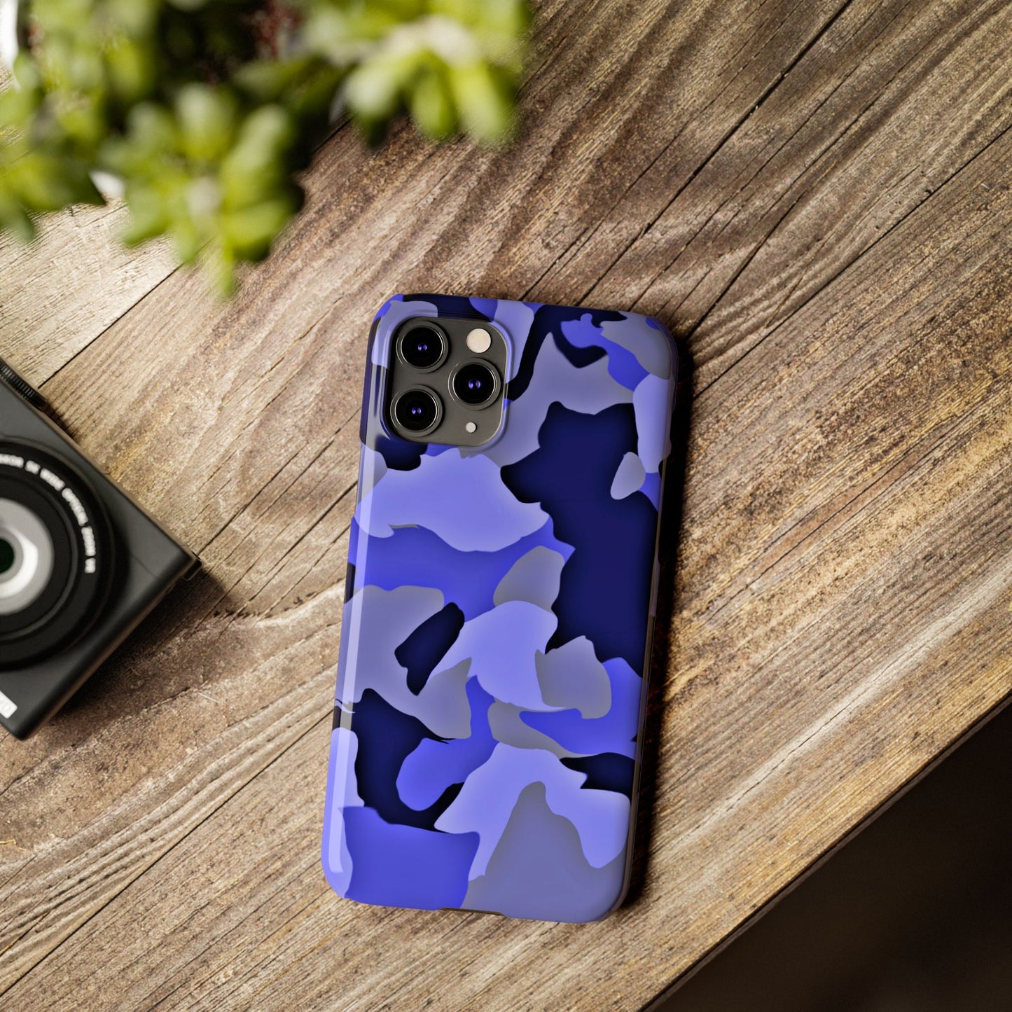 Stylish Slim Phone Case - Blue Abstract Camo Design for Trendsetters