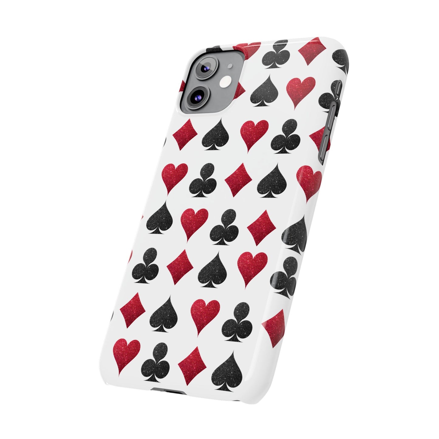 Stylish Playing Card Slim Phone Case - Red & Black Design