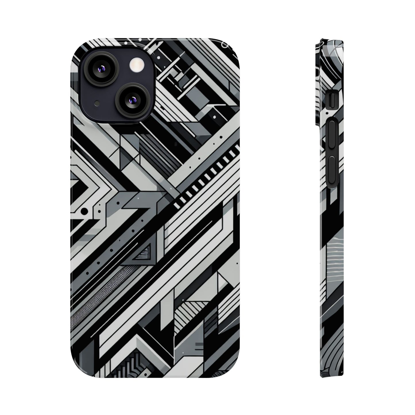 Modern Geometric Slim Phone Case - Stylish Abstract Design