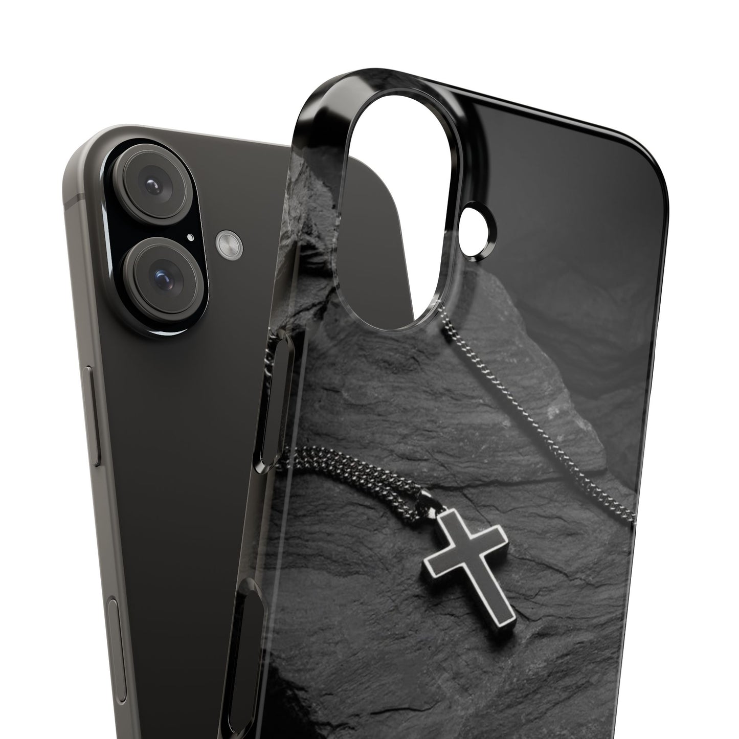 Minimalist Black Cross Slim Phone Case - Stylish & Modern Design