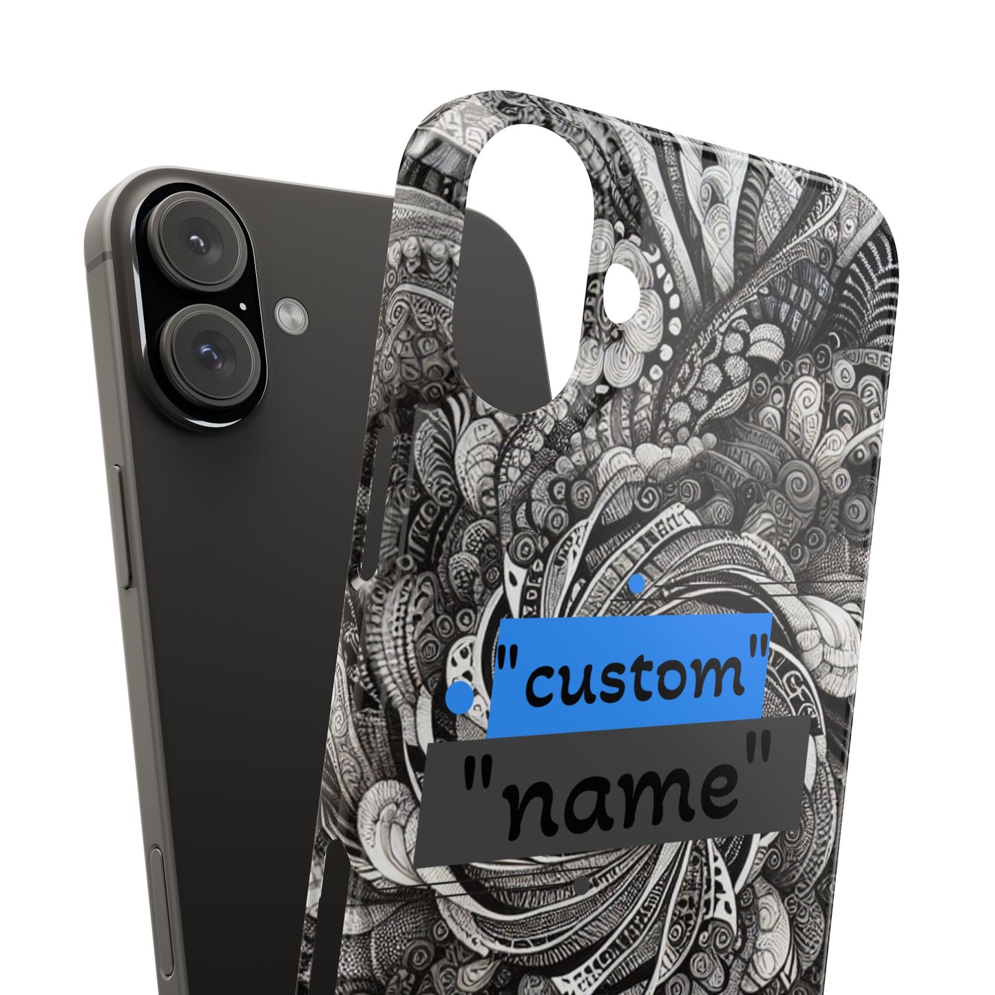 Customizable Slim Phone Cases - Personalized Black Swirl Design