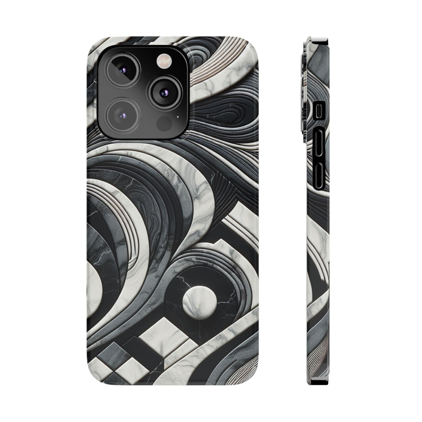 Elegant Marble Slim Phone Case - Stylish Black & White Design