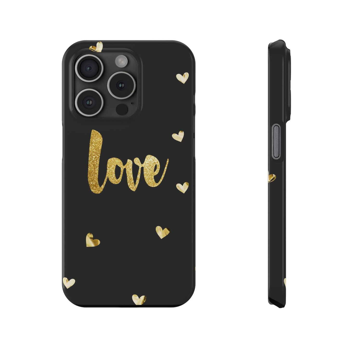 Glitter Love Slim Phone Case - Stylish Black Love Design