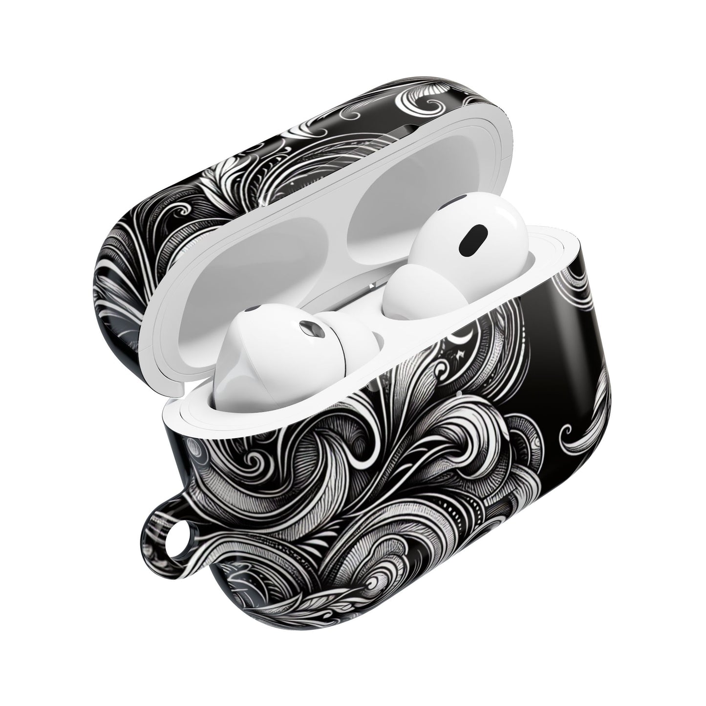 Artistic Black AirPod Case – Stylish Protection with Swirling Pattern