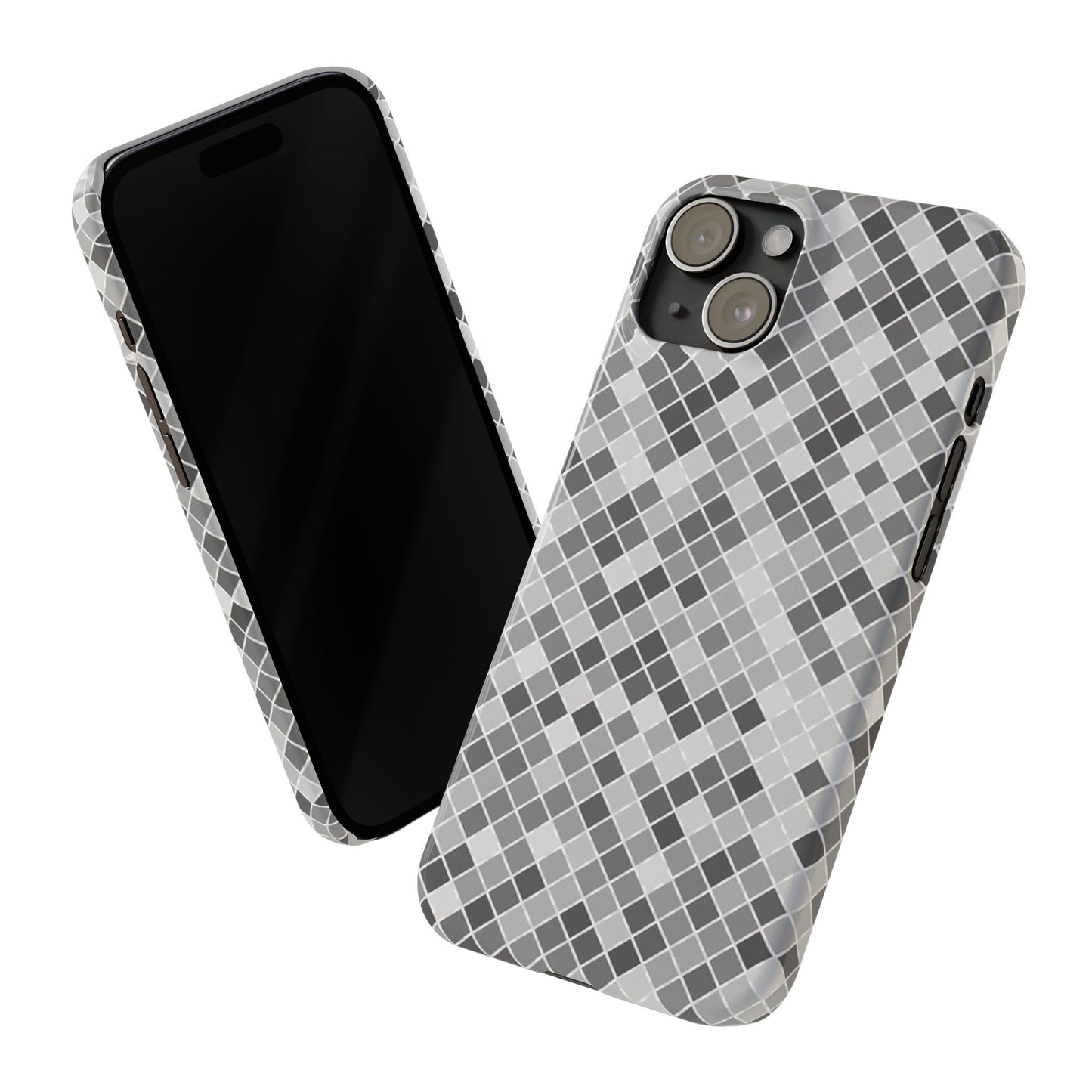 Chic Grey Mosaic Slim Phone Case - Stylish Protection for Modern Lifestyle