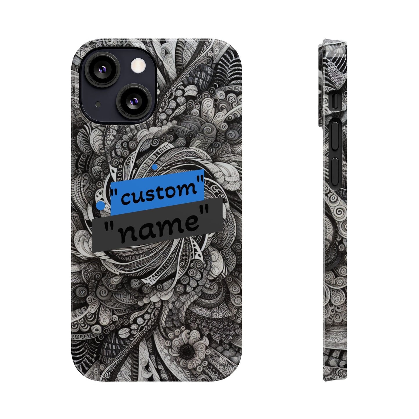 Customizable Slim Phone Cases - Personalized Black Swirl Design