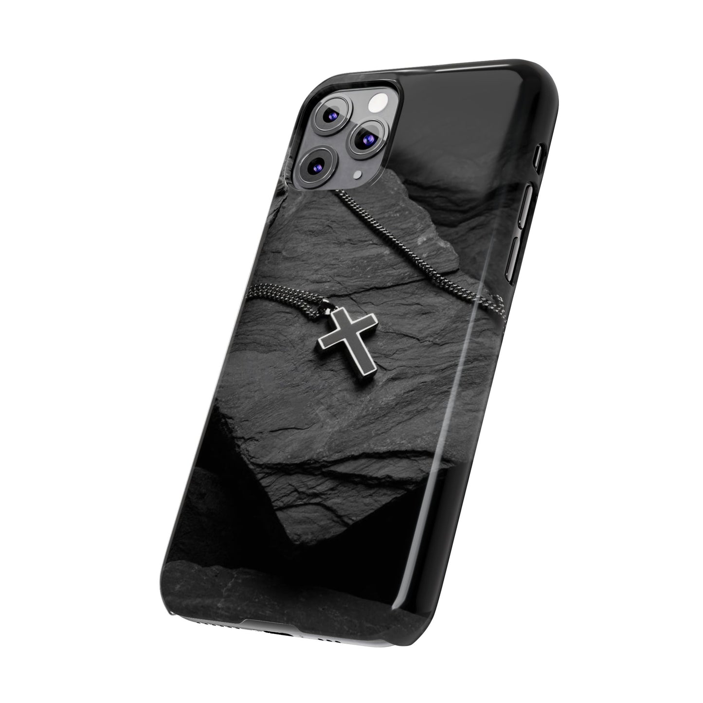 Minimalist Black Cross Slim Phone Case - Stylish & Modern Design