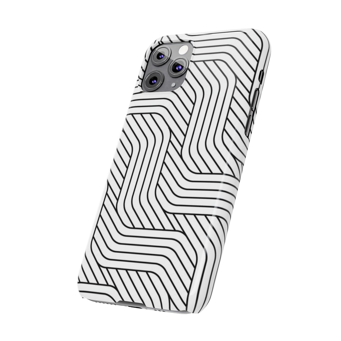 Stylish Geometric Slim Phone Case - Sleek Black and White Design for Minimalist Aesthetics