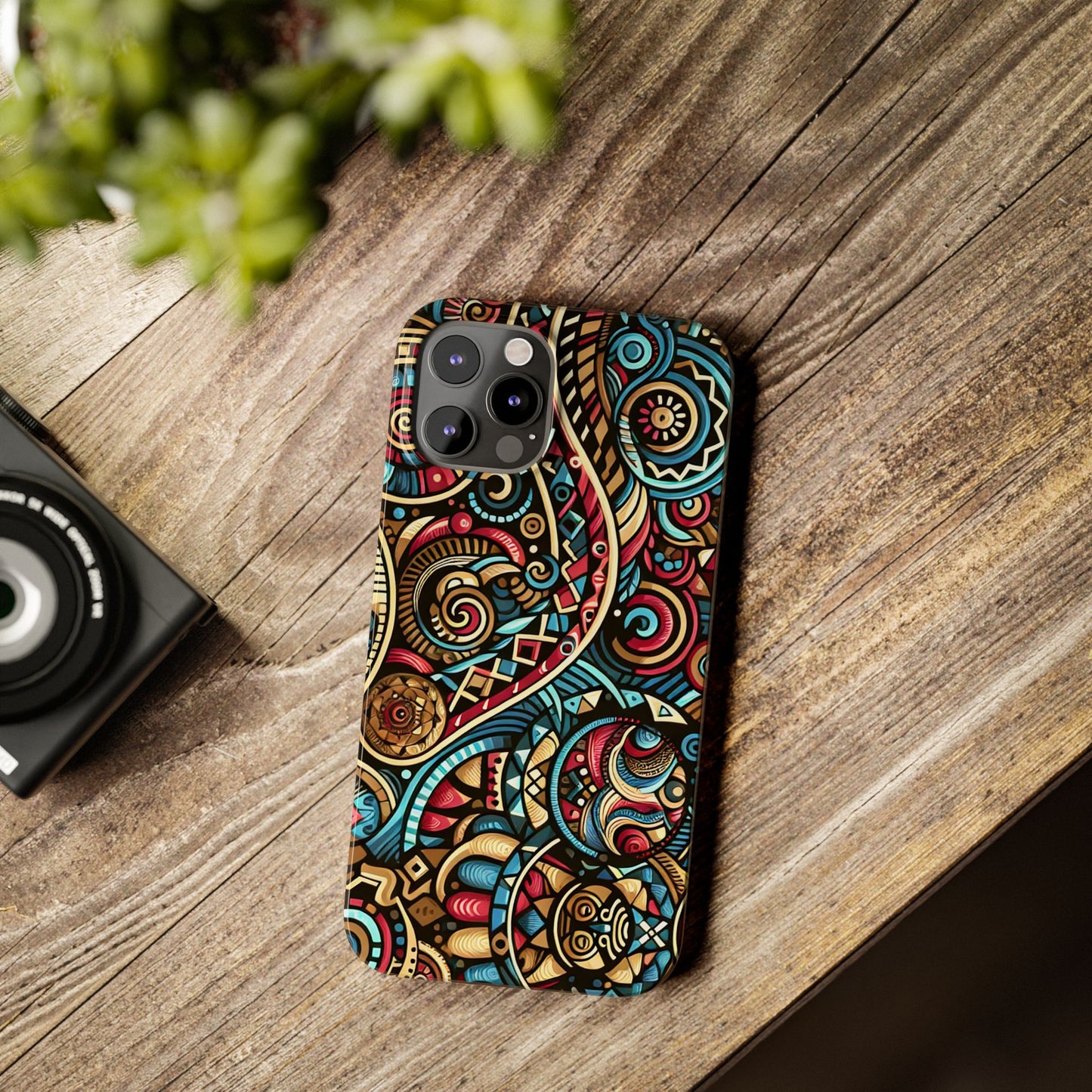 Vibrant Bohemian Slim Phone Case - Artistic Swirl Design