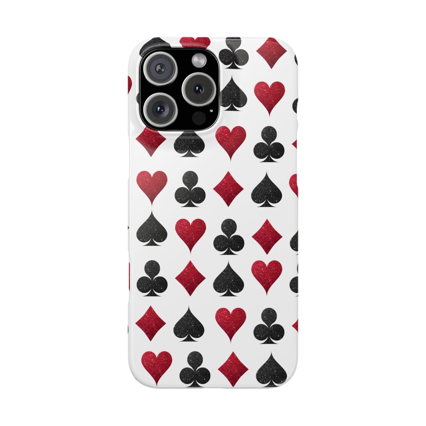 Stylish Playing Card Slim Phone Case - Red & Black Design