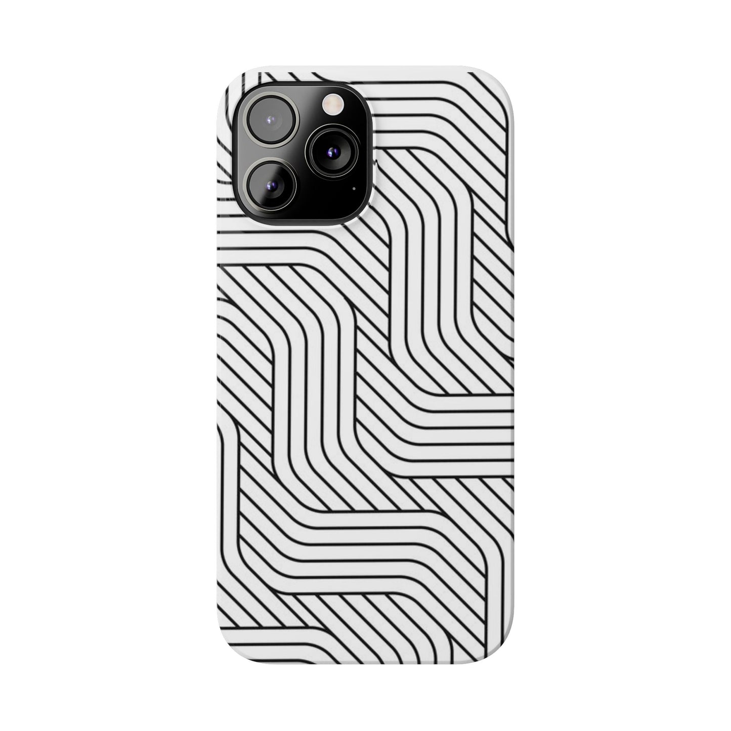 Stylish Geometric Slim Phone Case - Sleek Black and White Design for Minimalist Aesthetics