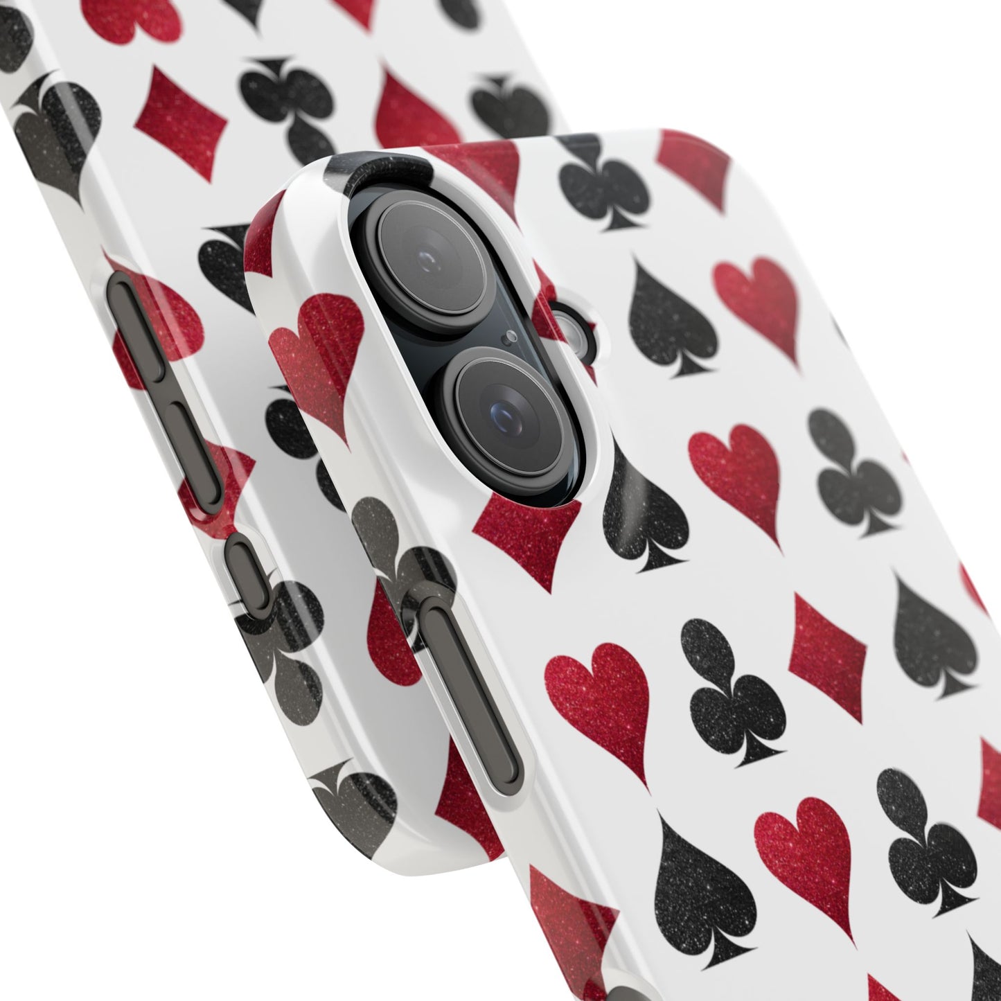 Stylish Playing Card Slim Phone Case - Red & Black Design