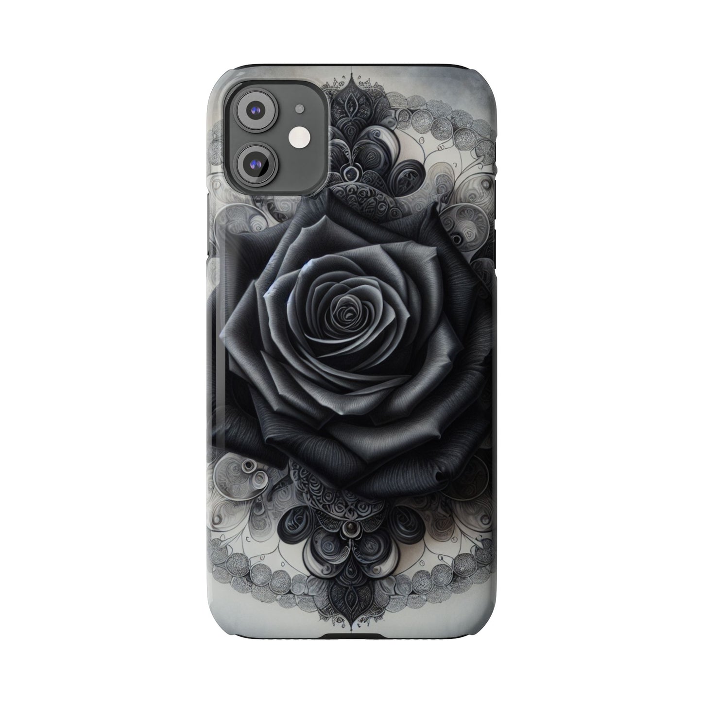 Elegant Black Rose Slim Phone Case for Stylish Protection