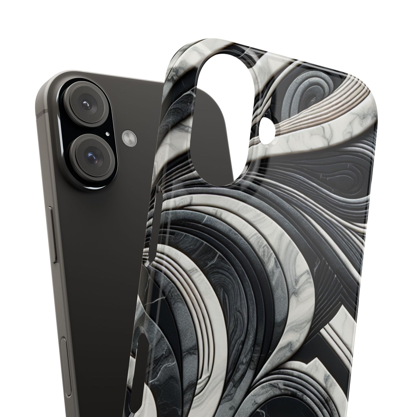 Elegant Marble Slim Phone Case - Stylish Black & White Design