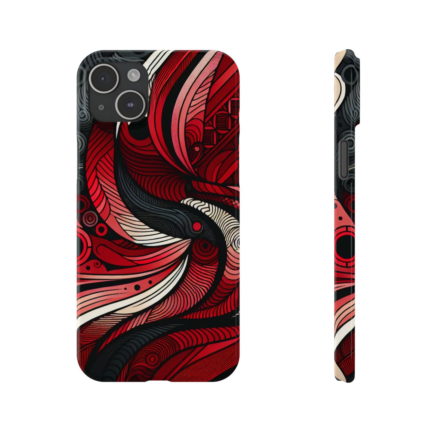 Artistic Red Swirl Slim Phone Case - Trendy Design for Stylish Protection