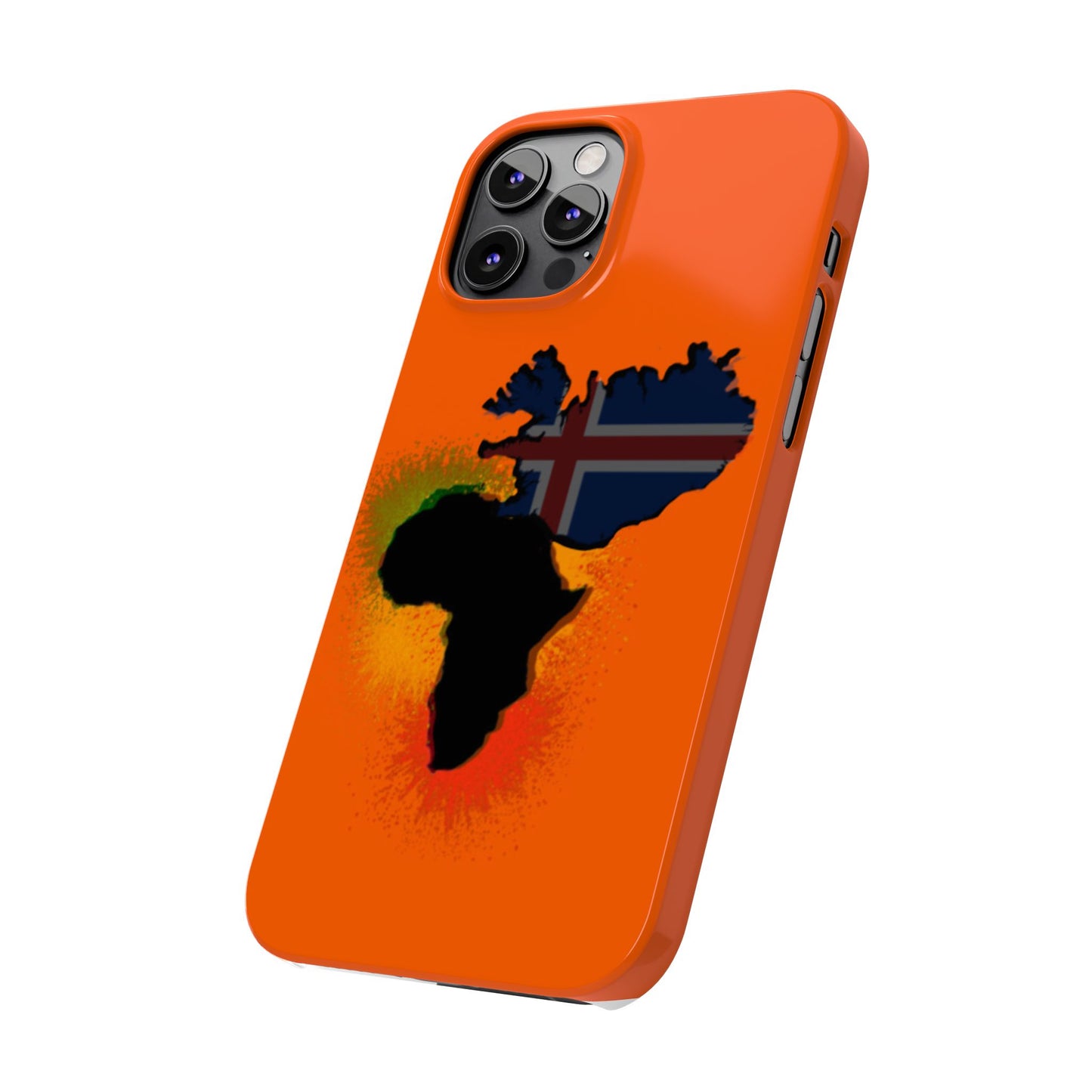 Bold African Map Slim Phone Case with Icelandic Flag