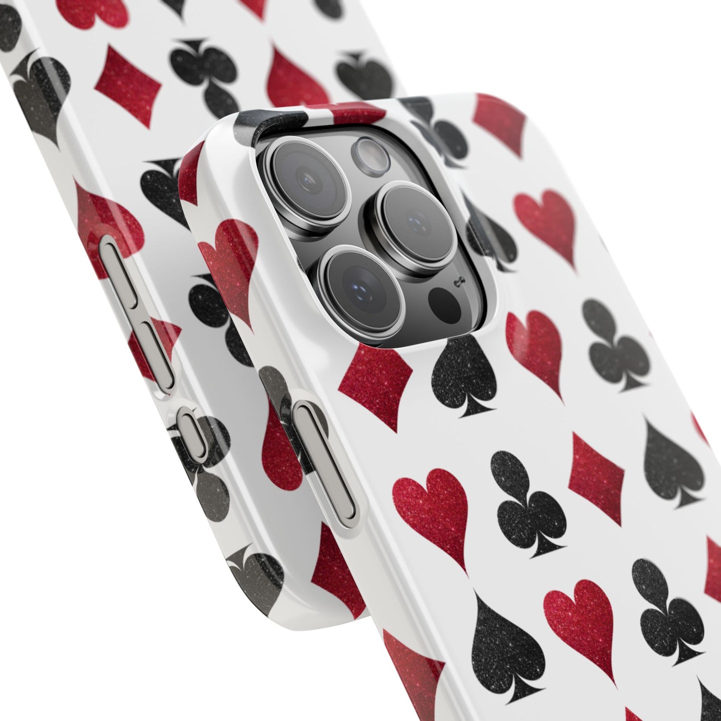 Stylish Playing Card Slim Phone Case - Red & Black Design