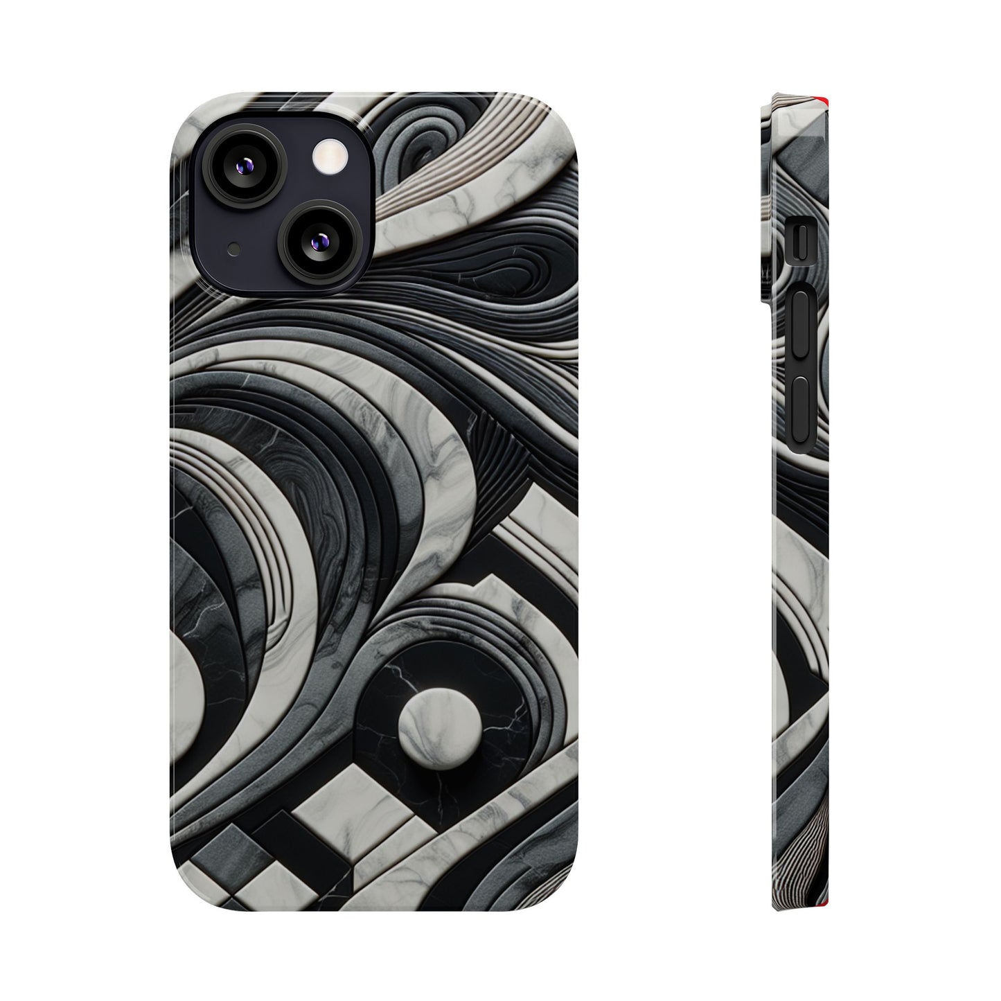 Elegant Marble Slim Phone Case - Stylish Black & White Design