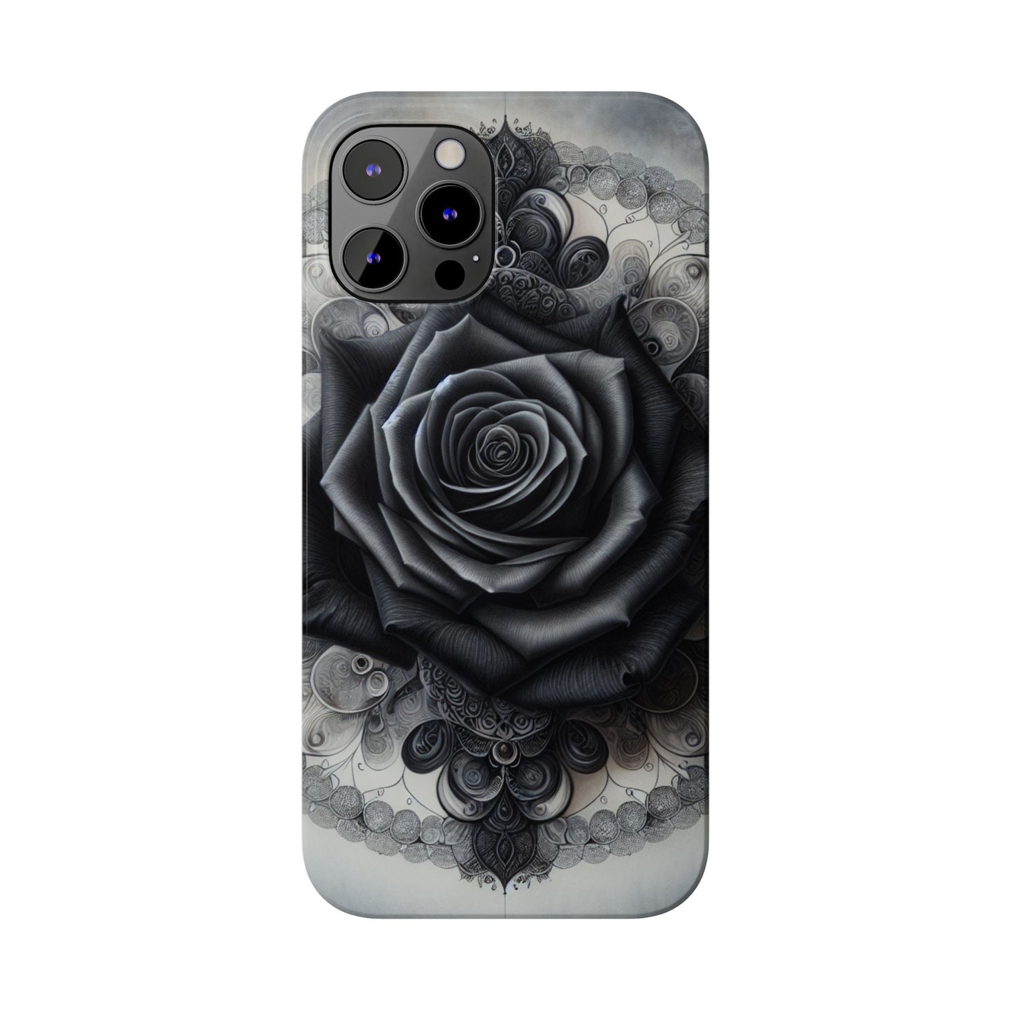 Elegant Black Rose Slim Phone Case for Stylish Protection