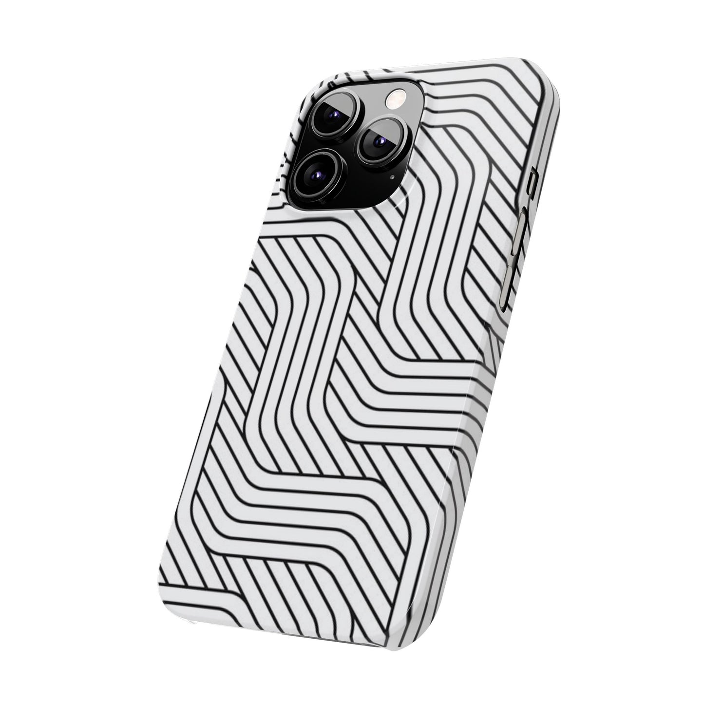 Stylish Geometric Slim Phone Case - Sleek Black and White Design for Minimalist Aesthetics